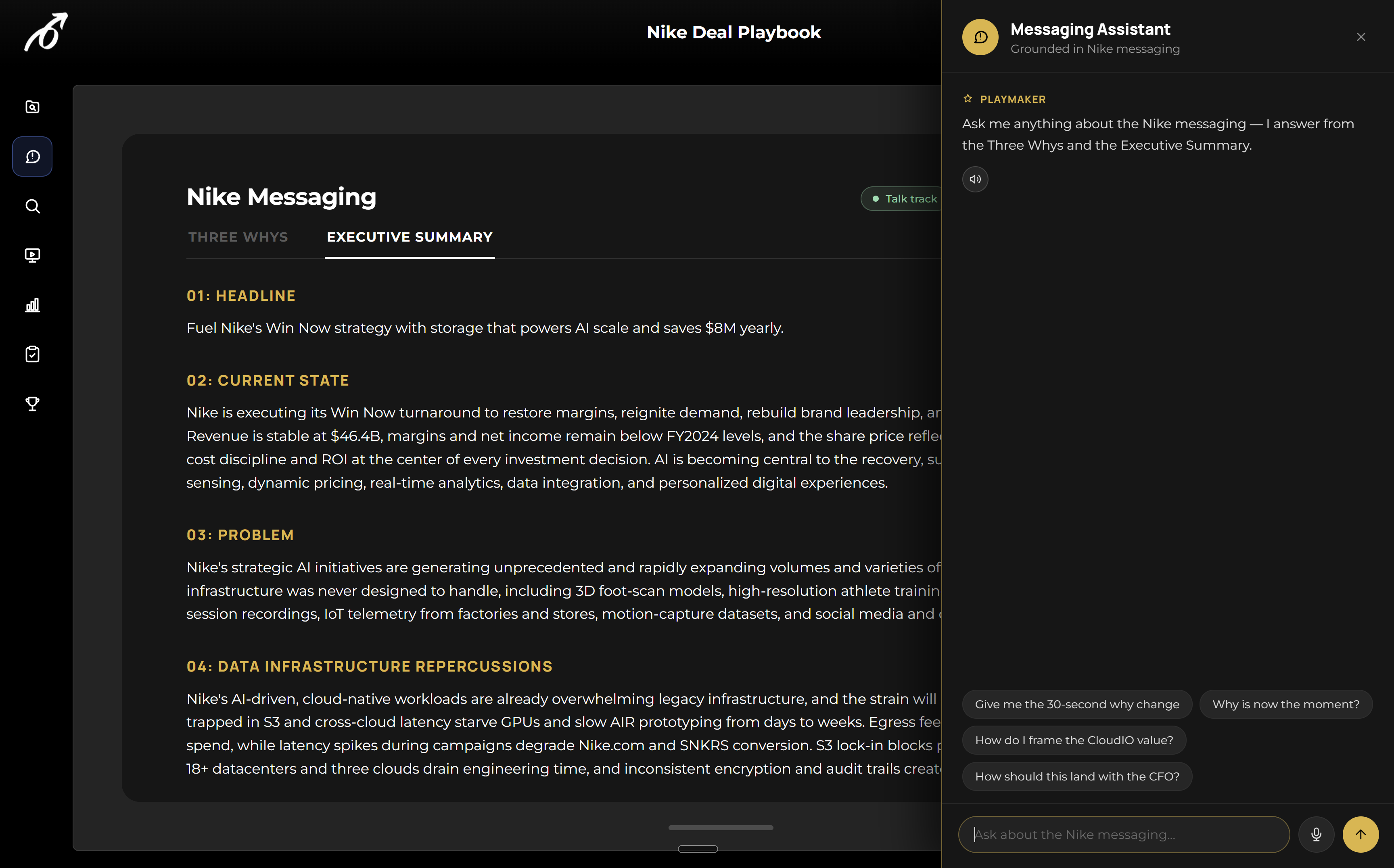 PlaymakerAI board-ready business case with executive summary and financial impact analysis